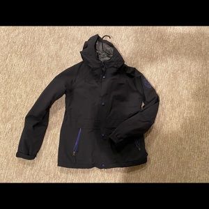 Selling black BONFIRE snowboarding jacket with hood. Size Large